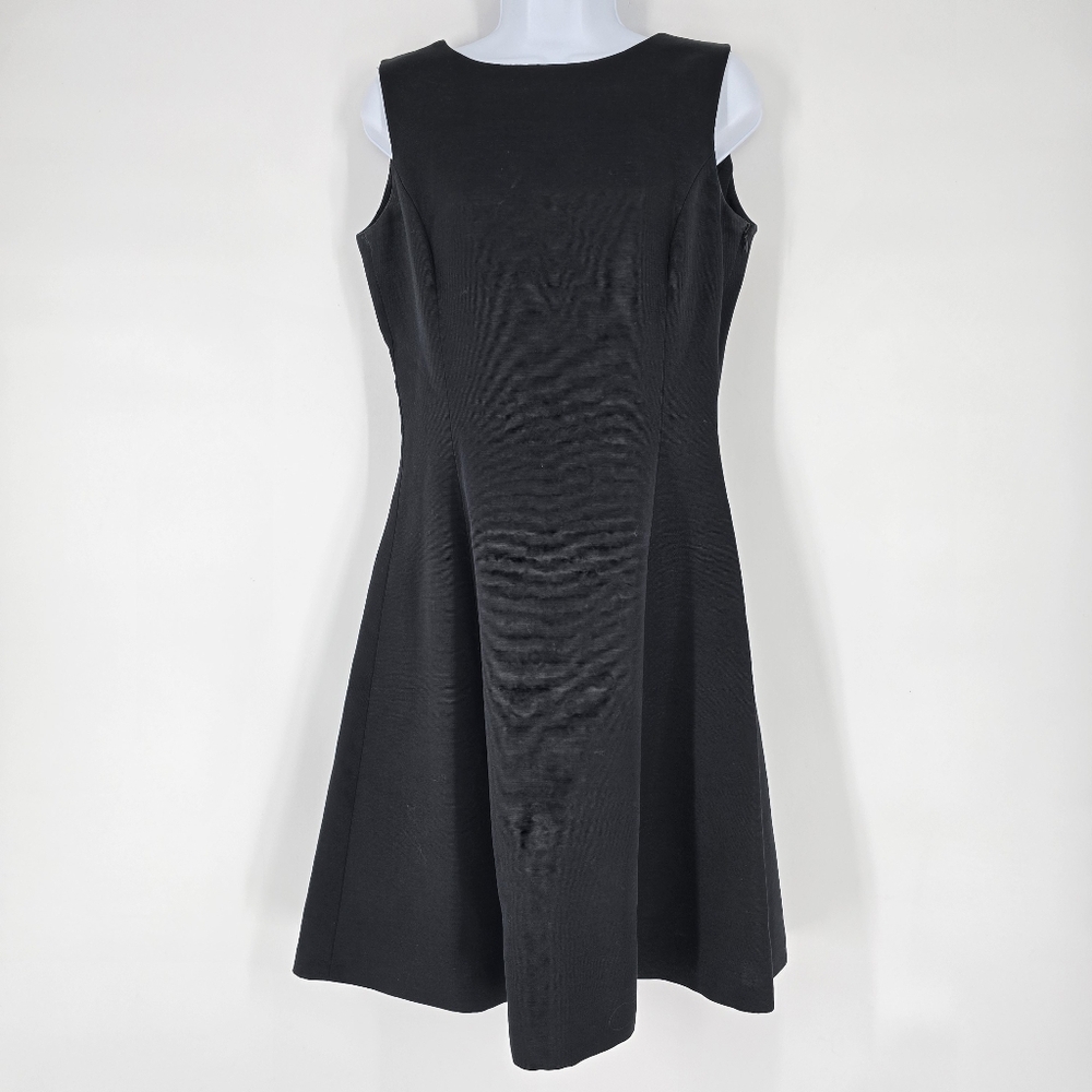 Escada Couture Vintage Black Open Back Sleeveless Flare Cocktail Dress Size 38 M